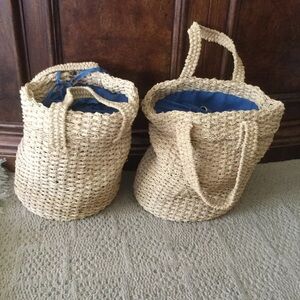 $35 each. Vintage straw beach tote bags, 2 available, nice design